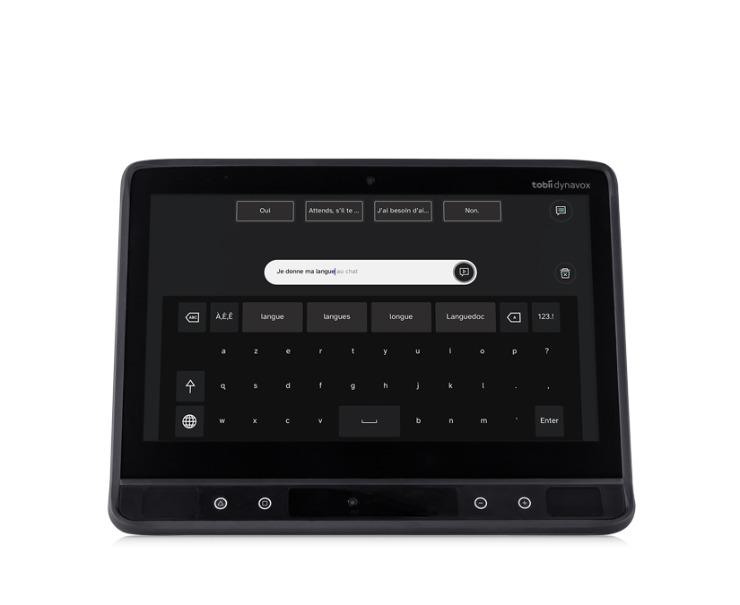 Vue avant de l'appareil Tobii Dynavox TD I-13 AAC avec TD Talk