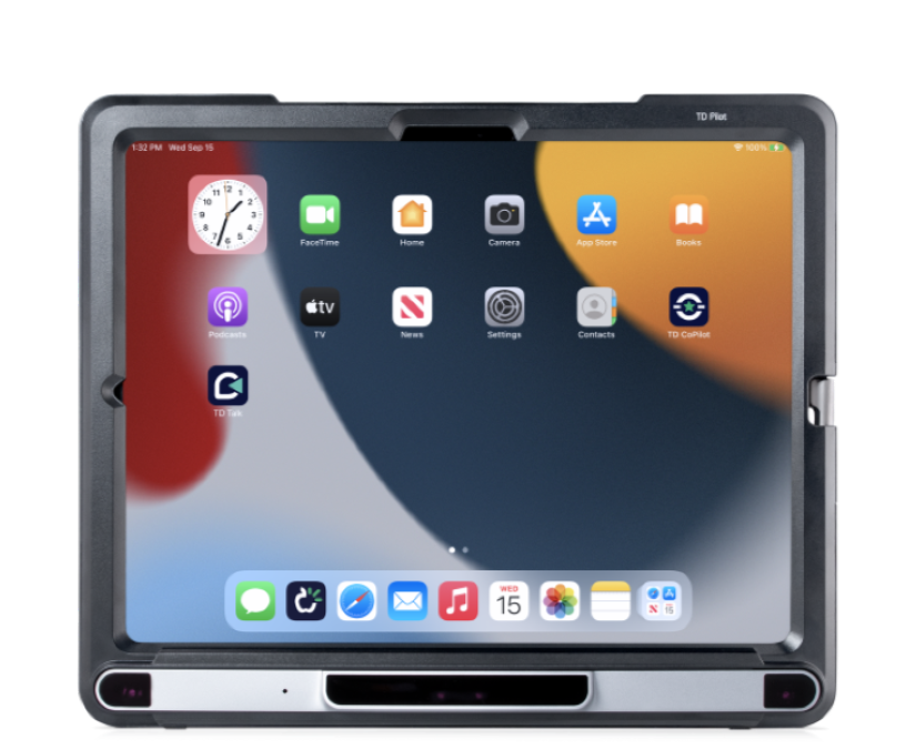 Tobii Dynavox TD Pilot dispotif avec l'écran d'accueil iPadOS