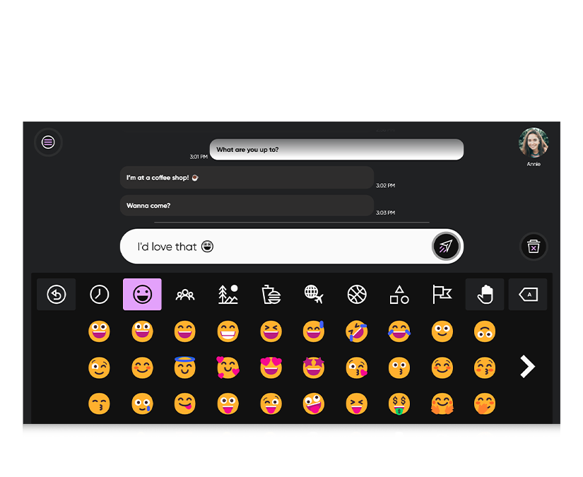Emojis disponibles dans TD Phone de Tobii Dynavox