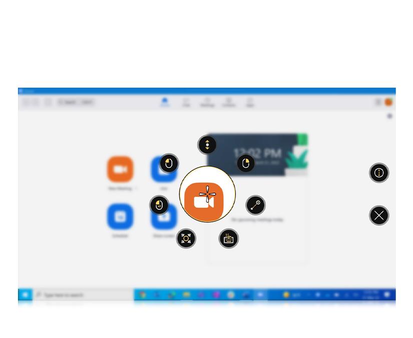 Menu d'interaction de Tobii Dynavox TD Control avec Zoom en arrière-plan