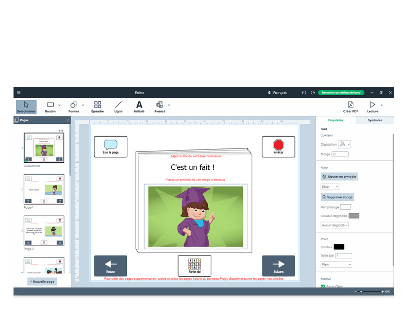 Page pour créer un livre soi-même à partir d’un modèle dans Boardmaker 7