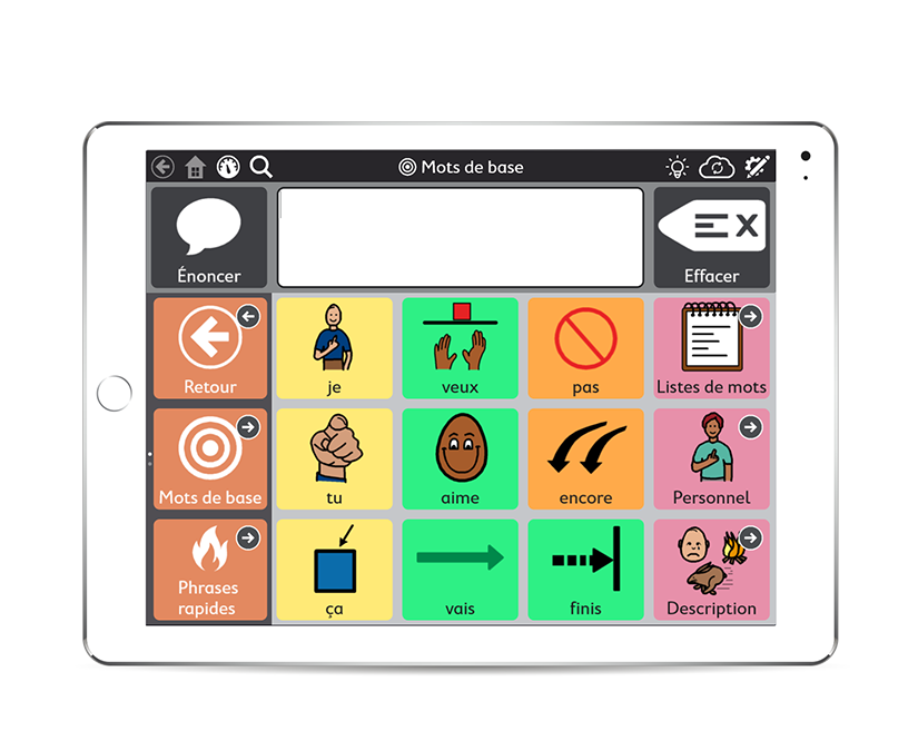 Logiciel Tobii Dynavox TD Snap sur un iPad