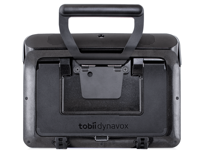 Platine de fixation avec poignée ajustable installée sur un Tobii Dynavox I-110