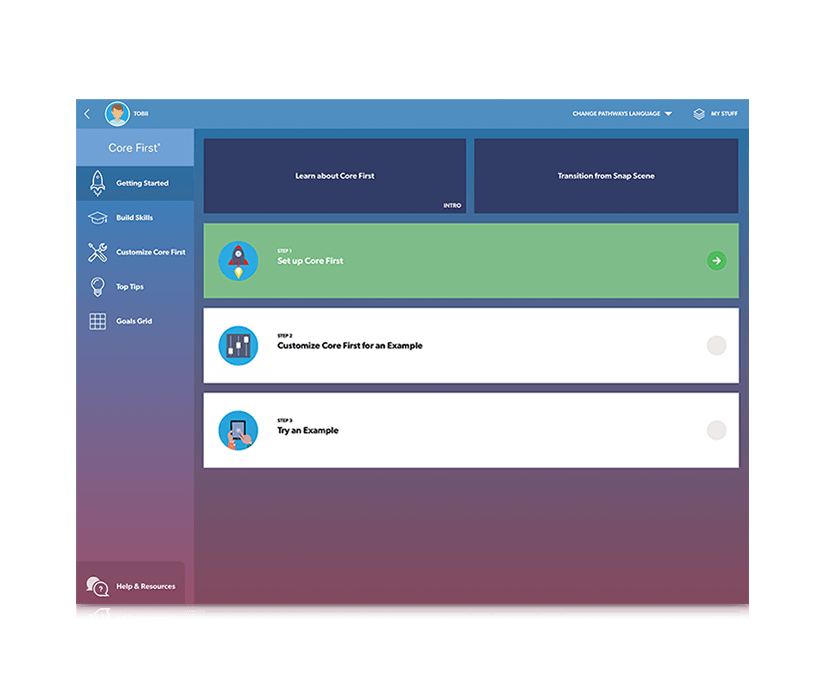 Guide de démarrage Core First Tobii Dynavox Pathways for Core First