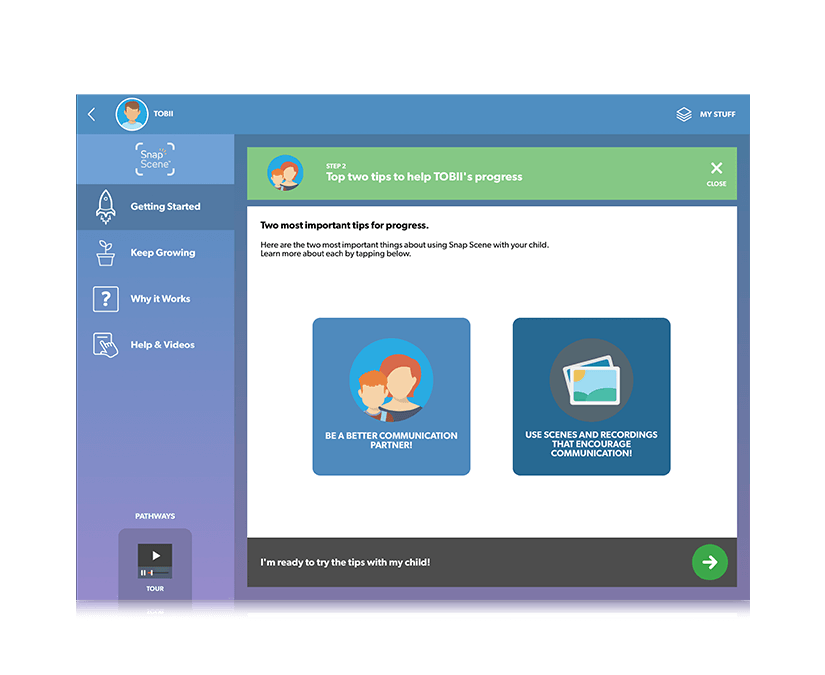 Tobii Dynavox Pathways for Snap Scene - Étape 2