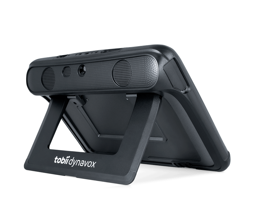 Vue arrière de l'appareil de génération de parole Tobii Dynavox TD I-110 avec haut-parleurs