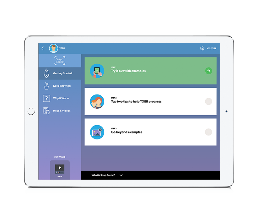 iPad doté de Tobii Dynavox Pathways for Snap Scene