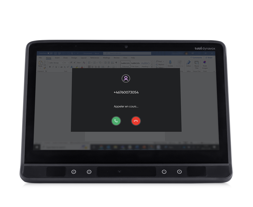 TD Phone affichant un appel entrant sur dispositif de suivi oculaireTD I-Series Tobii Dynavox
