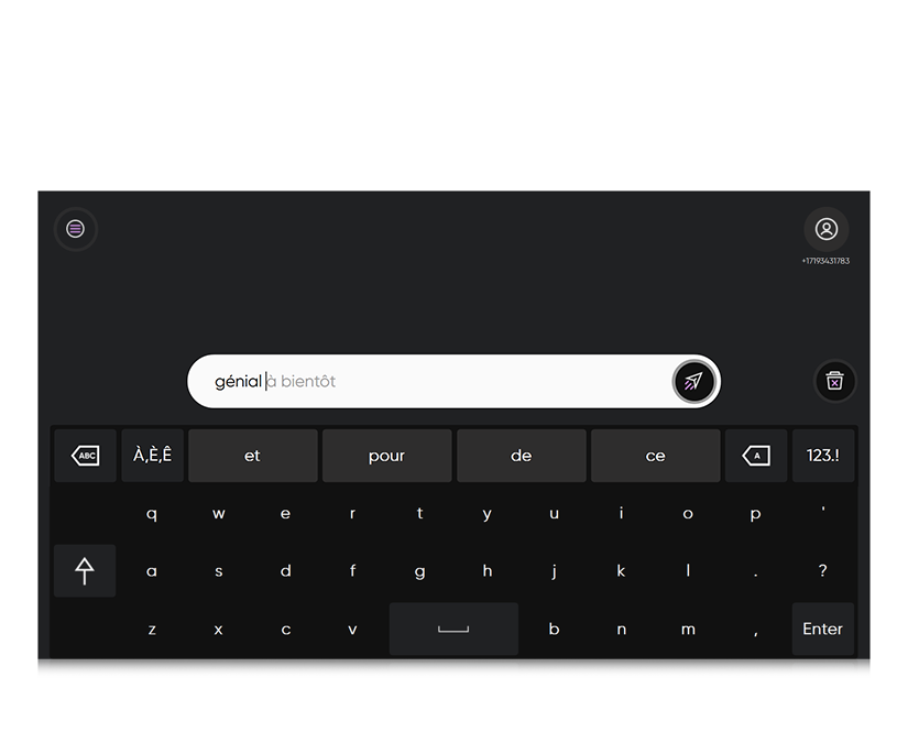 Capture d&#39;écran - TD Phone affichant la suggestion de phrases