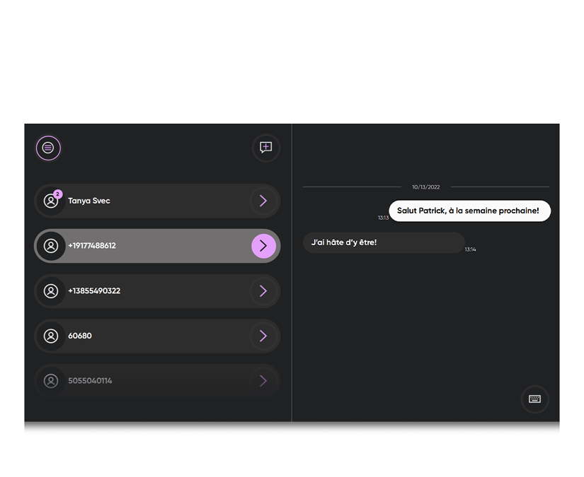 Capture d&#39;écran - TD Phone affichant les SMS 