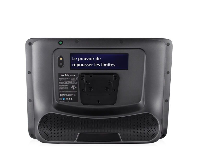 Vue arrière de l&#39;appareil Tobii Dynavox TD I-16 AAC avec fenêtre partenaire