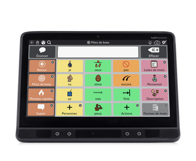 Vue avant de l'appareil Tobii Dynavox TD I-13 AAC avec TD Snap