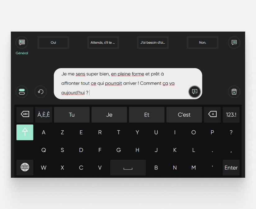 Fonction de conversation de type Tobii Dynavox TD Talk