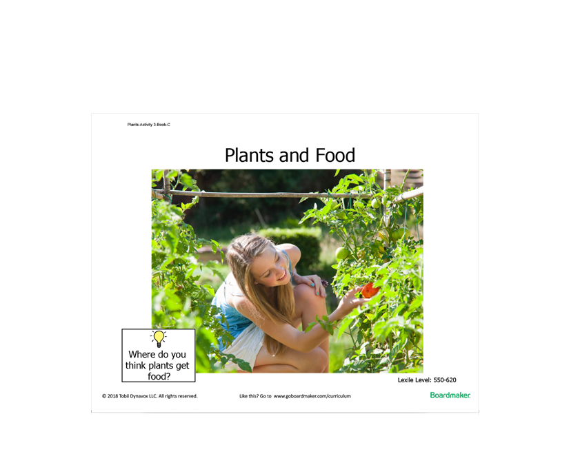 Tobii Dynavox Activities-to-Go book about plants and living things