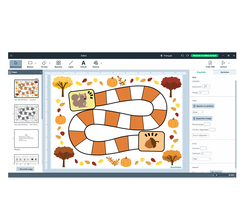 Jeu sur l’automne dans l’éditeur Boardmarker 7