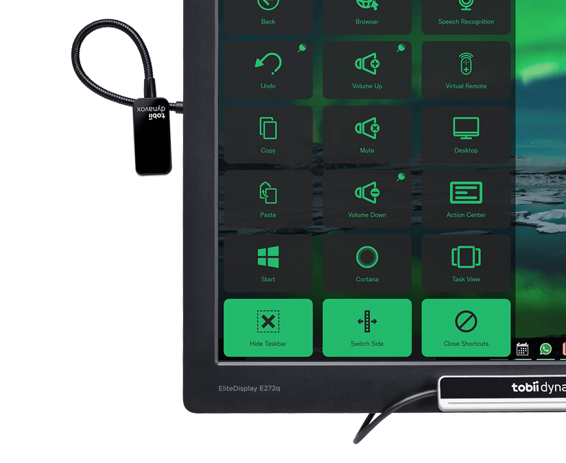 Tobii Dynavox Eye-R branché à un écran doté de Windows Control et PCEye Plus