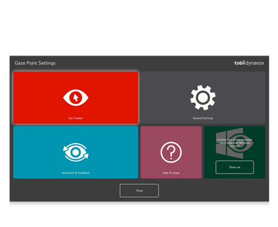 Tobii Dynavox Gaze Point Settings