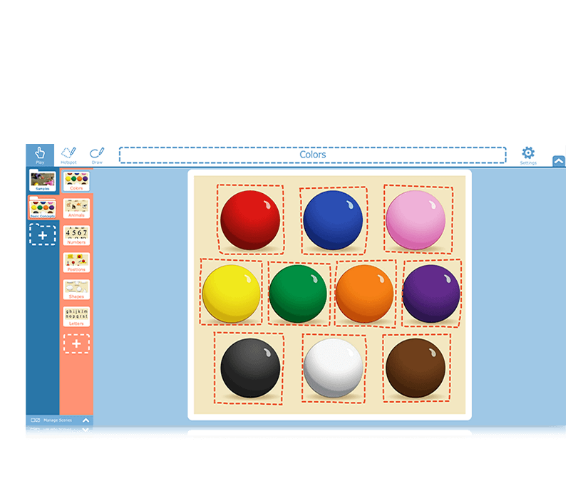 Apprentissage des couleurs dans Tobii Dynavox Snap Scene