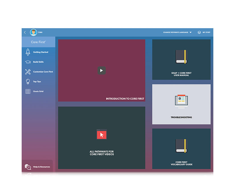 Ressources de formation Tobii Dynavox Pathways for Core First