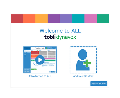 Tobii Dynavox Accessible Literacy Learning start up screen