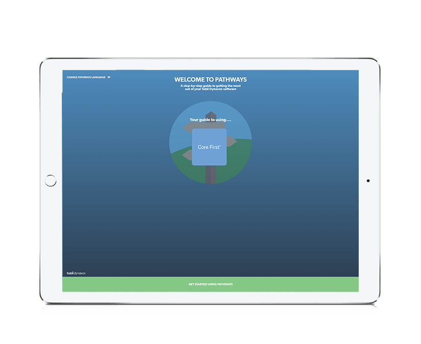 Écran d&#39;accueil Tobii Dynavox Pathways for Core First sur un iPad