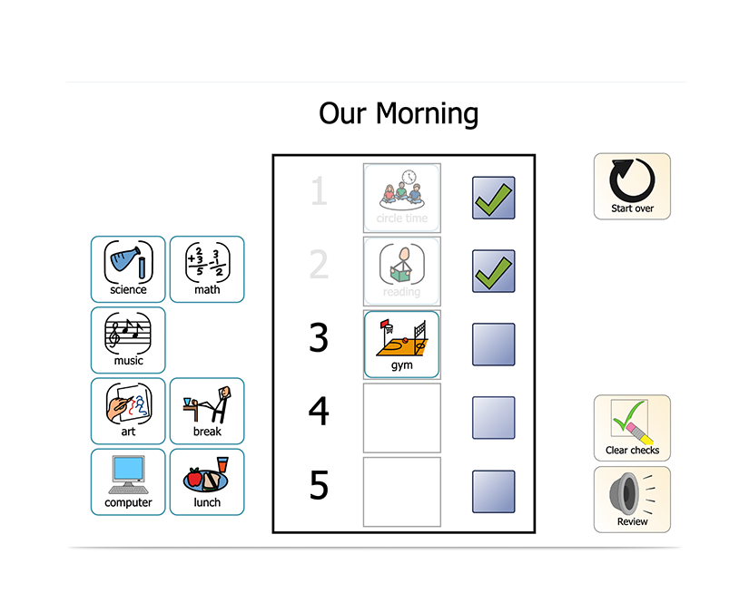 Emploi du temps de la matinée Boardmaker 7 Student Center - capture d&#39;écran