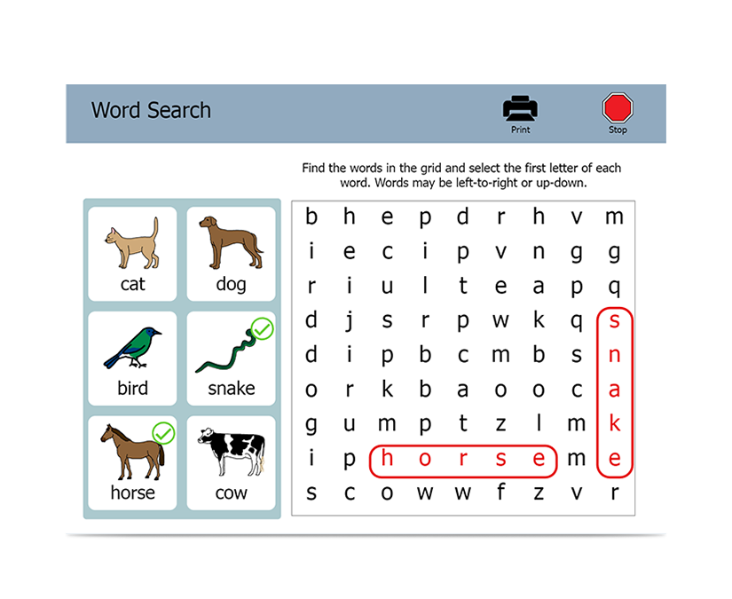 Mots mêlés Boardmaker 7 Student Center - capture d&#39;écran 